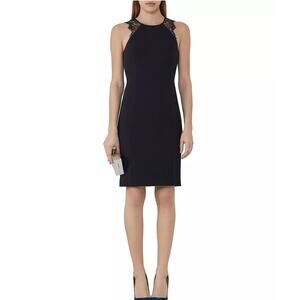 Reiss Navy Blue Saturn Lace Trimmed Dress Size 0